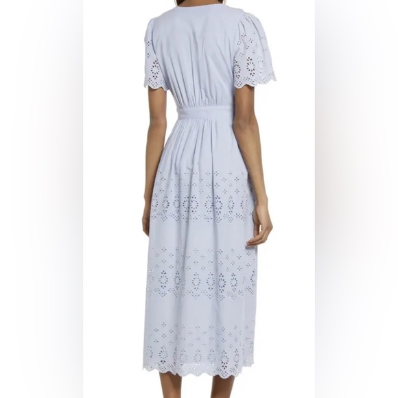 Cotton Eyelet Midi Dress FLORET STUDIOS Size Small Blue - Picture 6 of 6